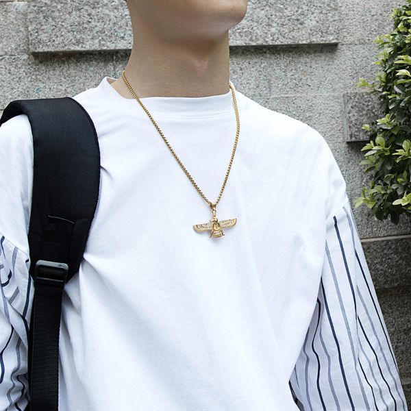 

selling personality zoroastrian lavaha titanium steel necklace men's religious jewelry pendant, Silver