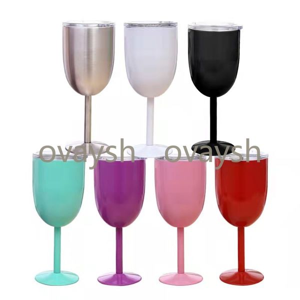 

10oz goblet stem wine egg cups wine glasses vacuum insulated mug stainless steel with lid egg shape mug cup 9 color