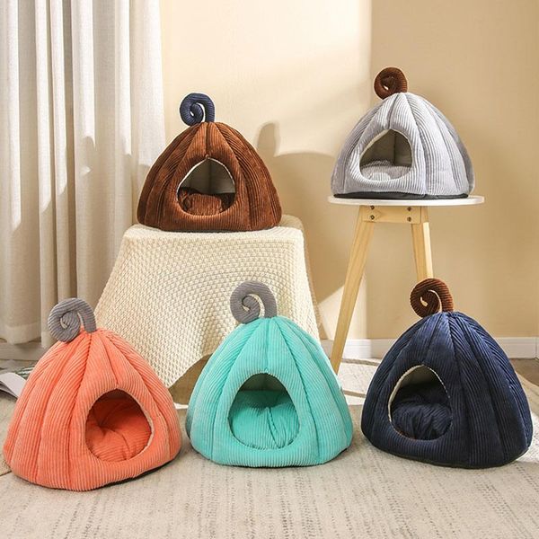 

cat beds & furniture pumpkin house warm pet basket cozy kitten lounger cushion tent very soft small dog mat bag for washable cave cats