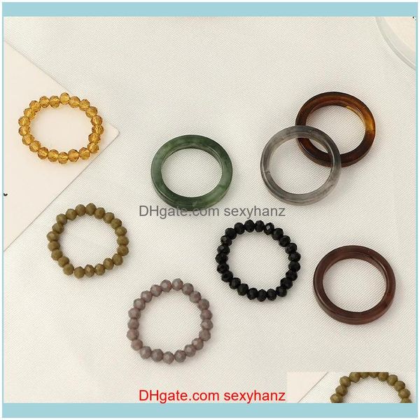 

jewelryvintage geometric round resin ring fashion glass beads rings for women multi color stretch rope index finger party jewelry cluster dr, Golden;silver