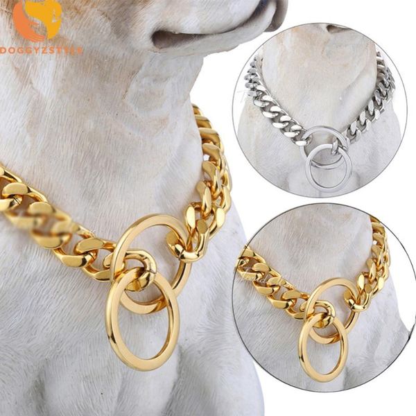 

dog collars & leashes 3mm 4mm dia choke chain stainless stell medium large dogs collar outdoor training chrome pitbull accessories