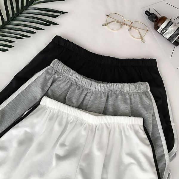 

summer women casual shorts color block breathable woman shorts sports fitness running shorts homewear femme black white, Gray