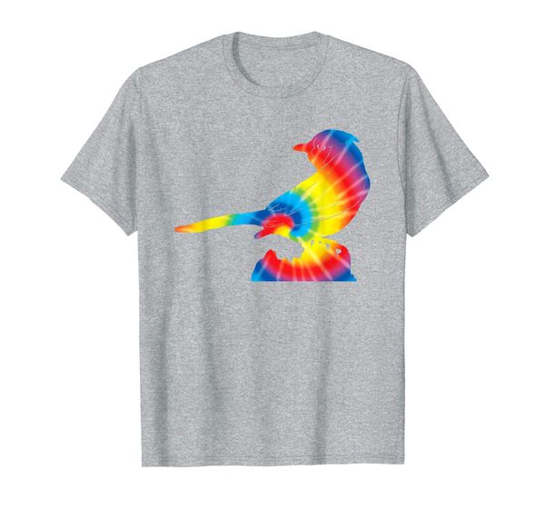 

tie dye blue jay rainbow print bird animal hippie peace gift t-shirt, White;black