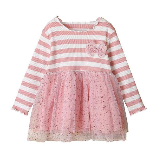 

spring girls long-sleeved dress children bow net gauze dress infant cute christmas birthday party princess, Red;yellow