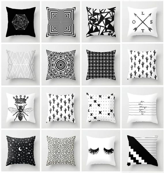 

cushion/decorative pillow geometric cushion cover black and white cotton polyester throw case art nordic decorative pillows