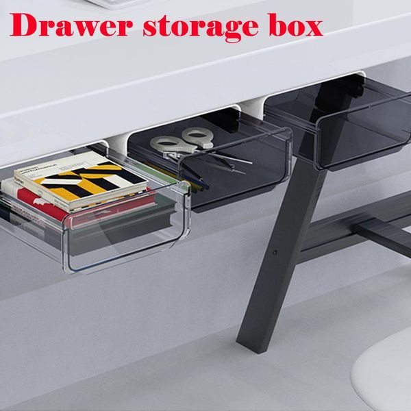 

storage drawers self-adhesive under desk drawer hidden sundries box makeup organizer self stick school stationery case pencil pen tray