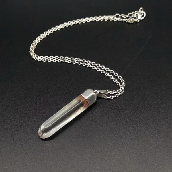 

chains cristal branco natural pedra pingentes irregular cru claro quartzo colar acessórios para fazer jóias pulseira encantos diy, Silver