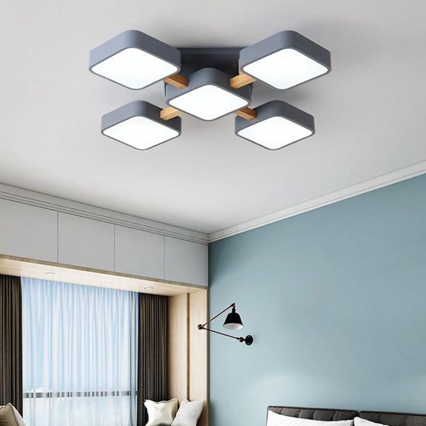 

modern minimalist led square white / gray color lamp living room bedroom l apartment aisle wood & metal ceiling lights