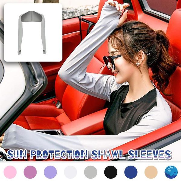 

elbow & knee pads arm warmers summer sun protection fashion shawl sleeves outdoor riding ice silk cover, Black;gray