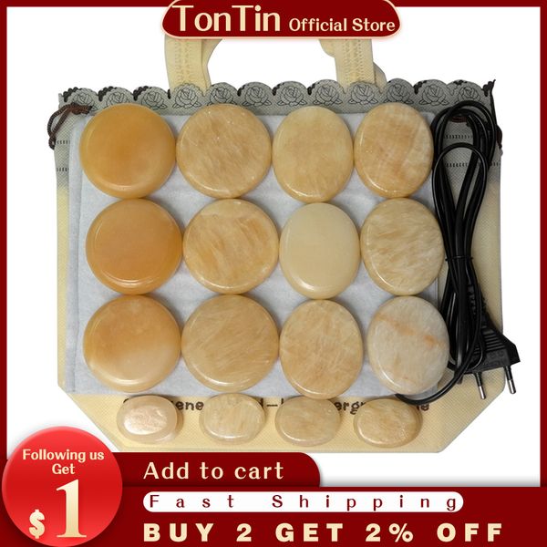 

new tontin 20pcs/set yellow jade body massage stone beauty salon spa tool with heating bag 110v or 220v ysgyp-nls