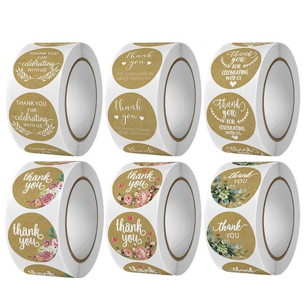 

gift wrap 500pcs/roll flower thank you sticker for diy card scrapbooking stickers festival birthday party decorations sealing labels