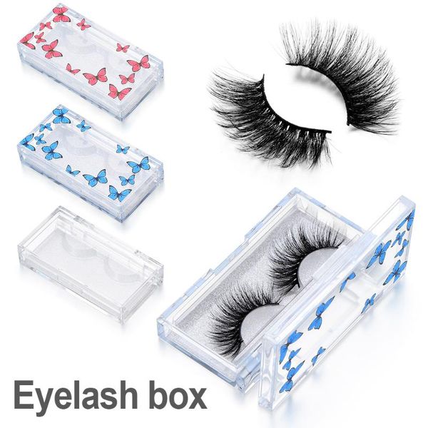 

false eyelashes 1pc eyelash packaging box with tray butterfly pattern lashes boxes empty package case10~25mm rectangle