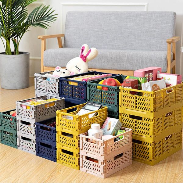 

dfu folding collapsible storage crate box stackable home kitchen warehouse baskets deskcosmetic sundries fruit toys bin