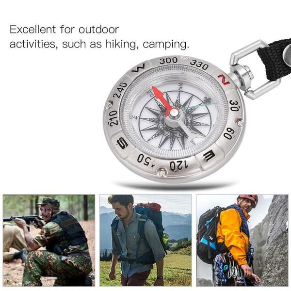 

outdoor gadgets vintage zinc alloy keychain portable mini compass camping hiking survival spare parts als88