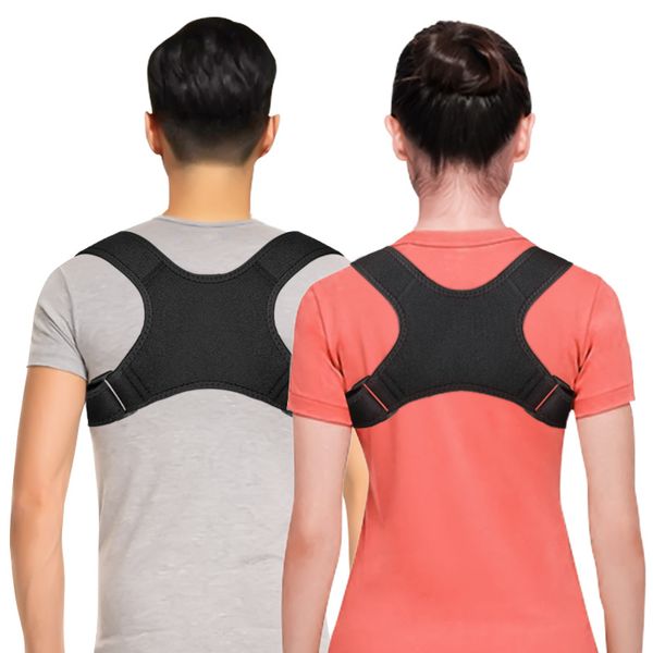 

humpback correction belt adjustable posture corrector back shoulder support correct brace belt men women 98 x2, Black;blue