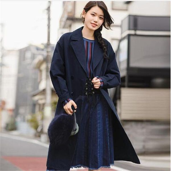 

women's trench coats women winte lapel embroidered coat, Tan;black