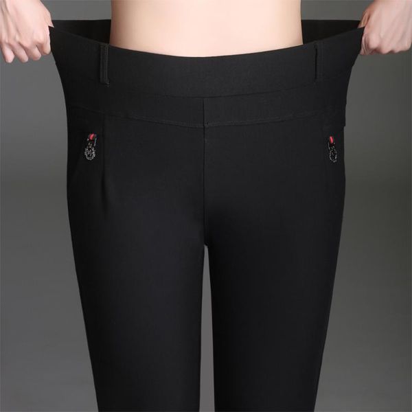 

women's pants & capris vecileon autumn pencil female girl tight high waist trousers women skinny slim stretch pantalons 2021, Black;white