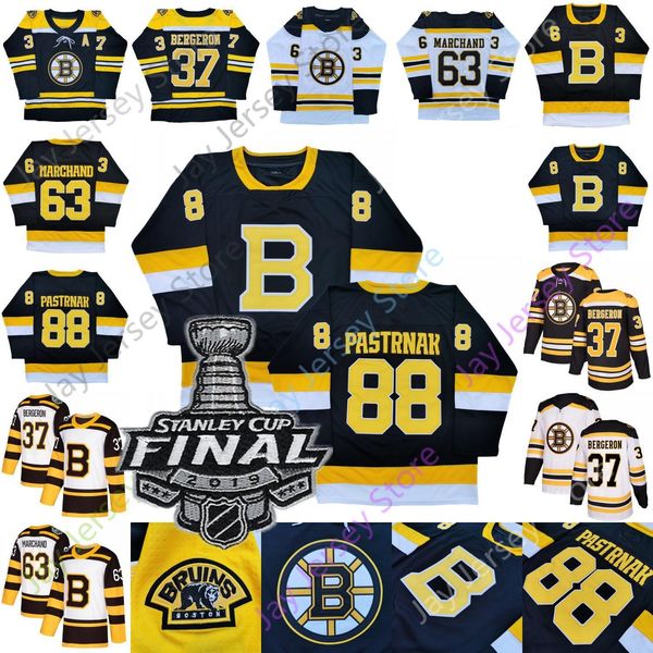 

custom boston bruins ice hockey jersey zdeno chara patrice bergeron david pastrnak brad marchand 2019 stanley patch all stitched size s-3xl, Black;red