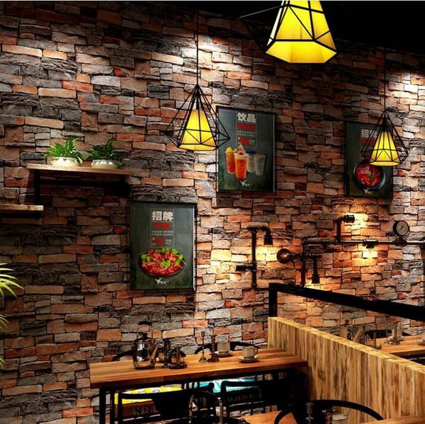 

wallpapers 3d retro waterproof brick pattern wallpaper stone living room bedroom background roll
