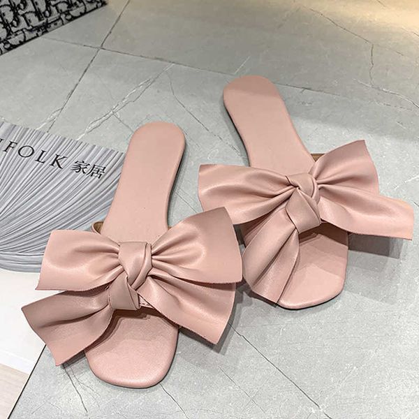 

slippers fashion bowknot women's beach flat bottom summer comfy light house for ie76, Black