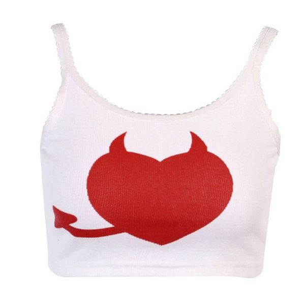 

yoga outfit women summer sleeveless crop devil red heart camisole scalloped lace vest