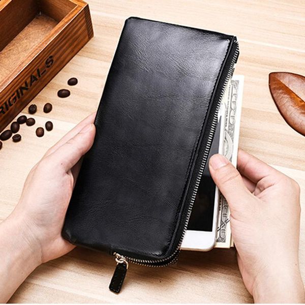 

long pu leather wallet for men fashion coin purse casual male wallets coffee colours card holder1, Red;black