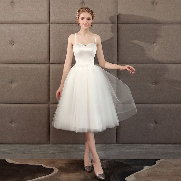 

party dresses bridesmaid 2021 summer white wedding sling short po light graduation season girl, White;black