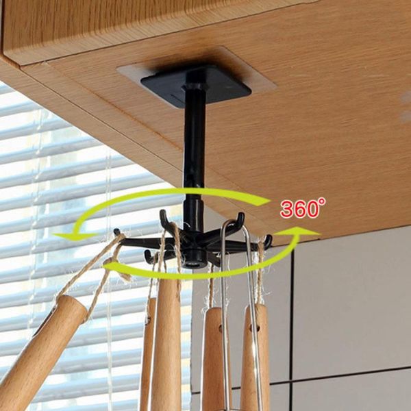 

kitchen storage & organization 2pcs rotary hook accessories organizer hanger wall mounted kitchenware racks cupboard cabinet shelf
