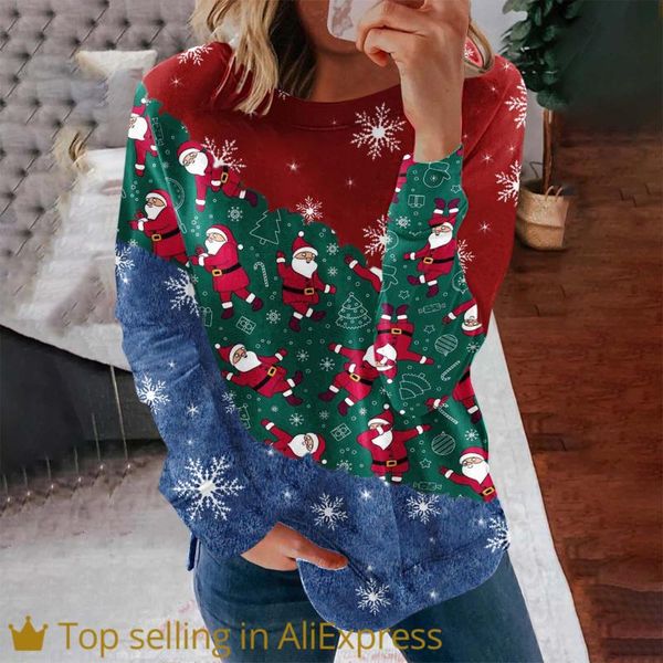 

women's blouses & shirts womens christmas pringting casual o-neck long sleeve sweatshirts women 2021 elegant female plus size bluzki, White