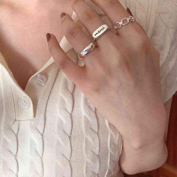 

fashionable versatile temperament fashion japan and south korea winding knot chain letter make old ring, Silver