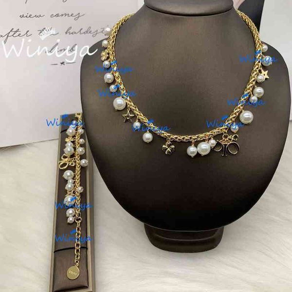 

70% off family necklace dijia new letter star pearl bracelet neck chain feminine temperament versatile jewelry, Silver