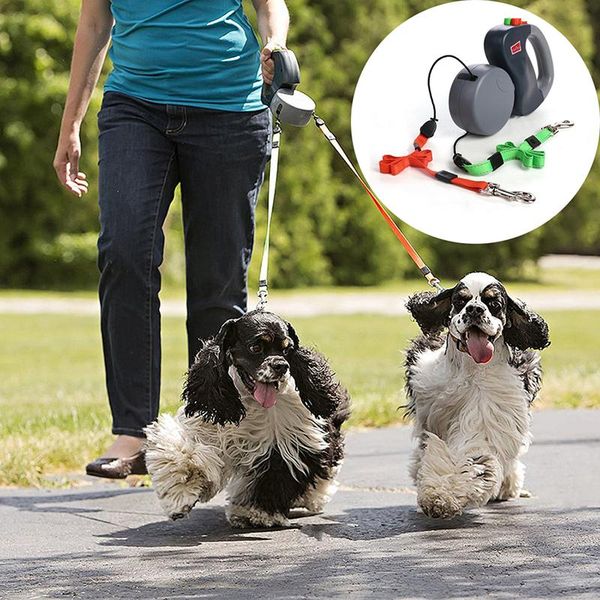 

dog collars & leashes 3m retractable leash lead for walking running pet dogs tracting rope abs automatic two-headed belt products