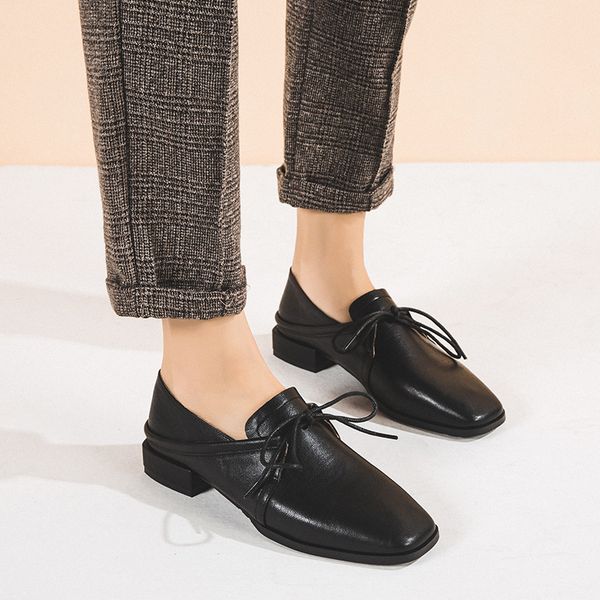 

elegant women casual shoes autumn spring new black leather ladies shoes comfortable low heel pumps women office shoes