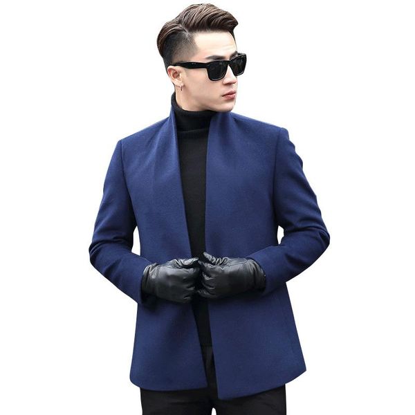 

men's wool & blends 100% autumn winter men woolen streetwear windbreaker outwear mens jacket and coat abrigo f-xr-17t-43my1830, Black