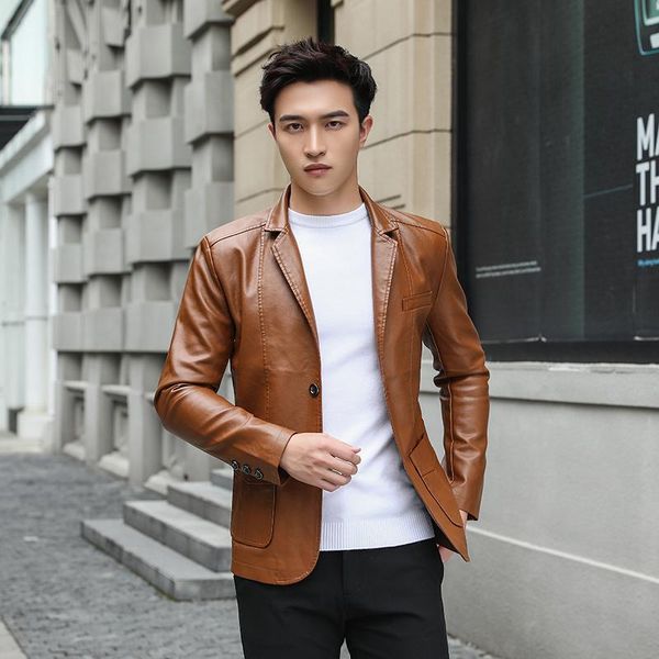 

men's jacket brand-clothing fleece fashion zipper casual coat 2021 new pu leather motorcycle male jacket fashion motorcycle, Black