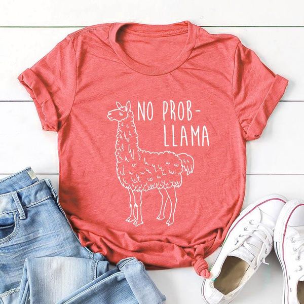 

women's t-shirt womens cotton graphic tees female clothes streetwear woman oversized short sleeve shirts llama animal print top, White