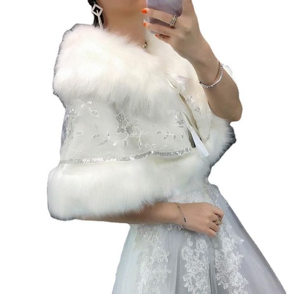 

scarves autumn/winter party dress 2021 thickened warm cape white large size coat, Blue;gray