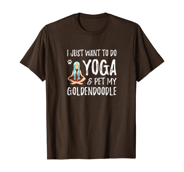

yoga and goldendoodle t-shirt for funny dog mom, White;black