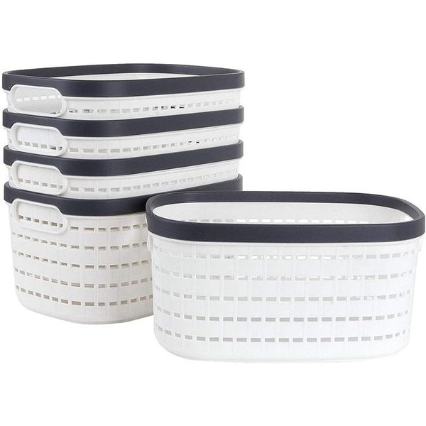 

storage baskets 5 pcs basket,portable oval kitchen refrigerator basket,deskboxes for kitchen,bathroom&cabinet