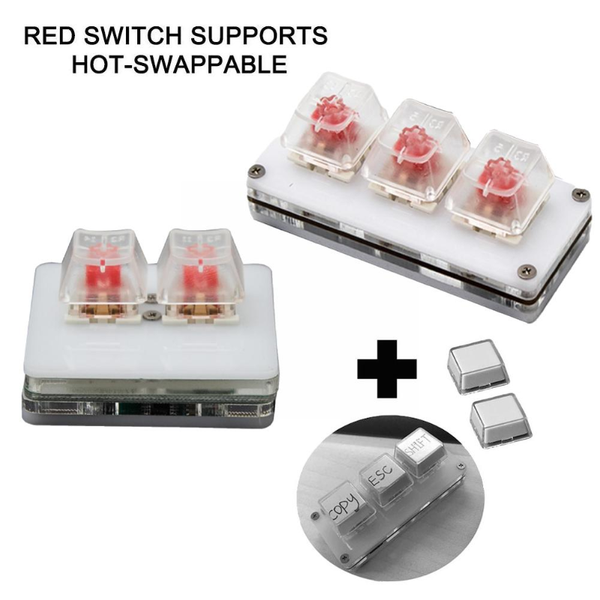 

keyboards red switch 2/3 keys usb swap keyboard mini keypad diy programming custom gaming mechanical keycaps v1h8