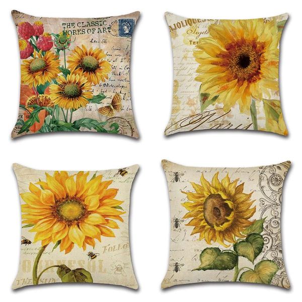 

cushion/decorative pillow home throw case sunflower printing decorative cushion covers pillowcases anti-dust for sofa bedroom decor