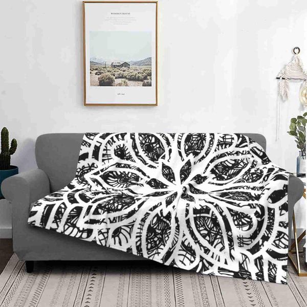 

blankets dramatic black and white mandala four seasons comfortable warm soft throw blanket geometric monochrome modern