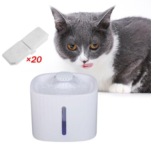 

cat bowls & feeders 2.4l automatic pet water fountain with led electric filter elements feeder drinking dispenser