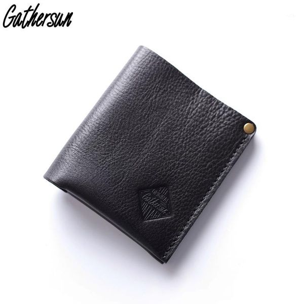 

wallets gathersun small wallet mens bi-fold full grain leather holder slim money bag minimalist men genuine1, Red;black