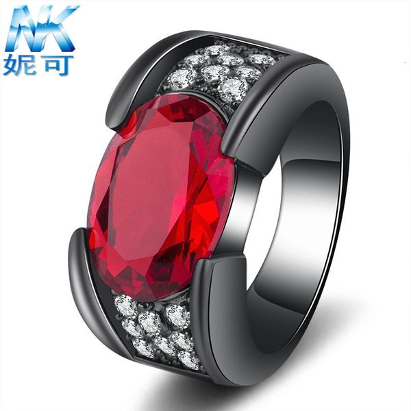 

nicole gun black gold with red ring party wedding ring, Silver