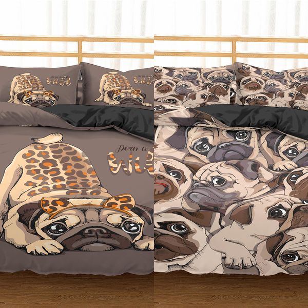 

homesky cartoon pug dog bedding sets pug dog bed set duvet cover set king  size comforter bedding set bed linen c0223