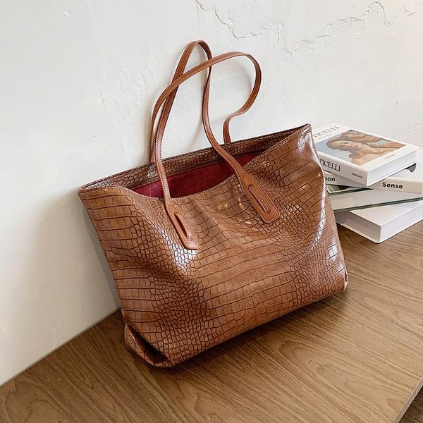 

cross body stone pattern ladies tote bags high capacity pu leather shoulder for women 2021 fashion handbags female designer handle bag