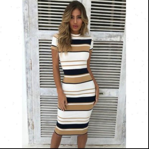 

women summer stripe bodycon dress vestidos short sleeve ladies knee length dress plain jersey stretch basic dress, Black;gray