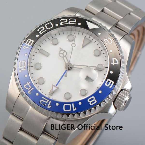 

crystal 40mm bliger white sapphire sterile dial blue ceramic light-emitting games automatic clockwork clock, Slivery;brown