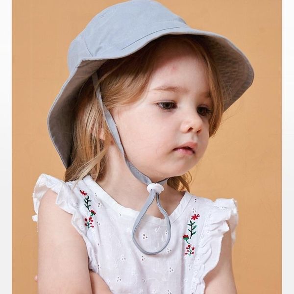 

caps & hats children panama beach girls bucket solid color infant uv protection summer baby kids sun hat boys cap, Yellow